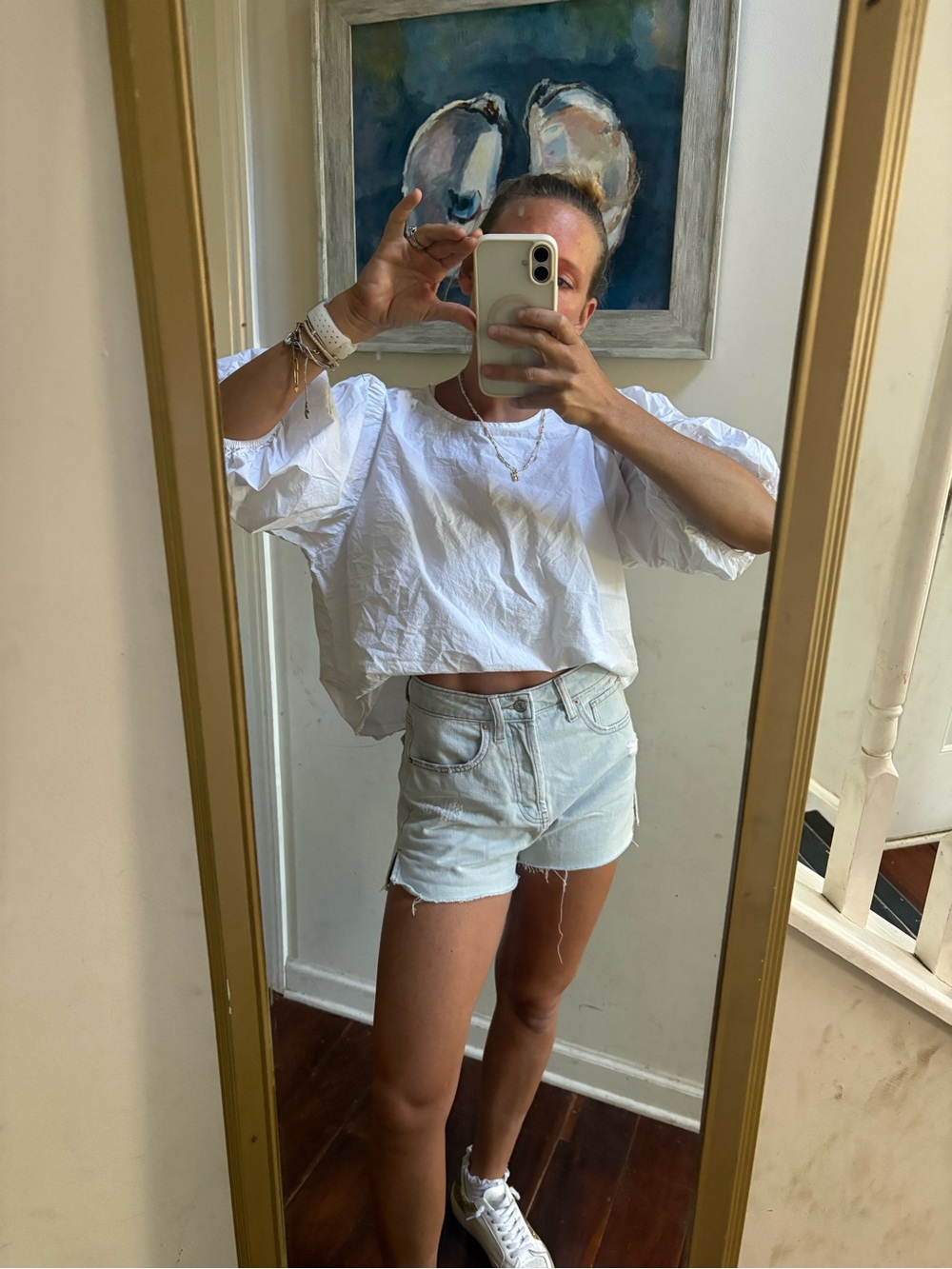 Casual White Puff Sleeve  Top